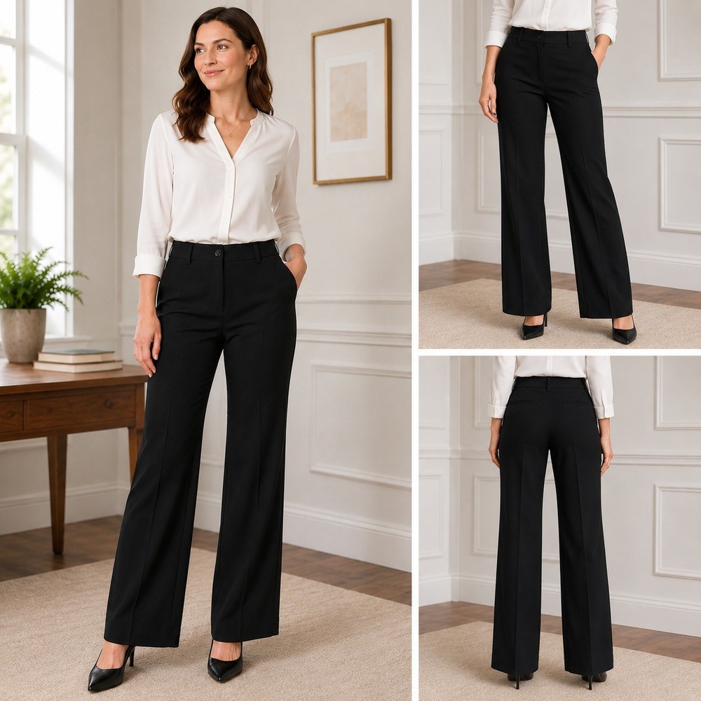 Talbots Black Stretch Dress Pants NWT Women's Size 10 Wide Leg Career
